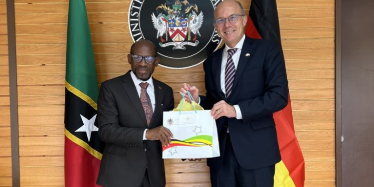 German Ambassador His Excellency Dr. Christophe EickDiscusses Bilateral Cooperation with Minister of Foreign Affairs the Rt. Hon. Dr. Denzil Douglas